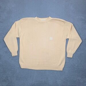 Vintage Calvin Klein Sport Mens Yelow Cotton Crewneck Sweater Embroidered Logo M